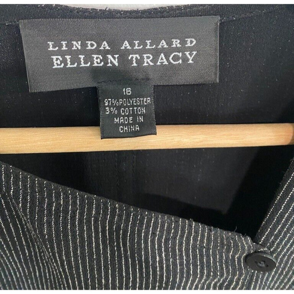 Linda Allard Ellen Tracy - black striped light jacket, tunic women's size 16 - Picture 5 of 10